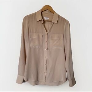 Equipment 100% Silk Double Pocket Button Blouse Pink‎ Women's'Size S Work Office